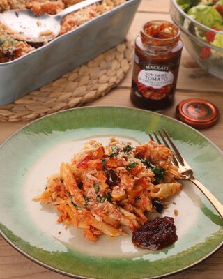 Tuna Pasta Arrabiata Bake with Sundried Tomato and Smoked Chilli Chutney