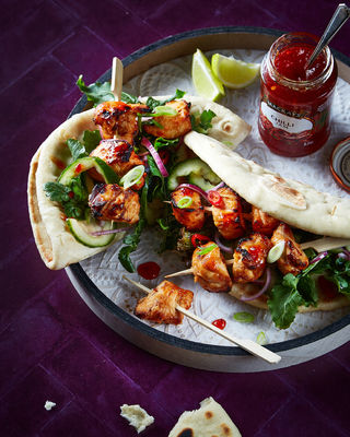 Chilli Chicken Flatbreads with Pickled Cucumber